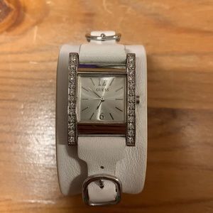 Women’s Guess Watch with white leather band